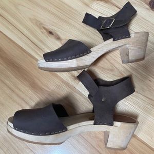 Bryr, Emma Spanish Toe, 37, leather and wood, brown.